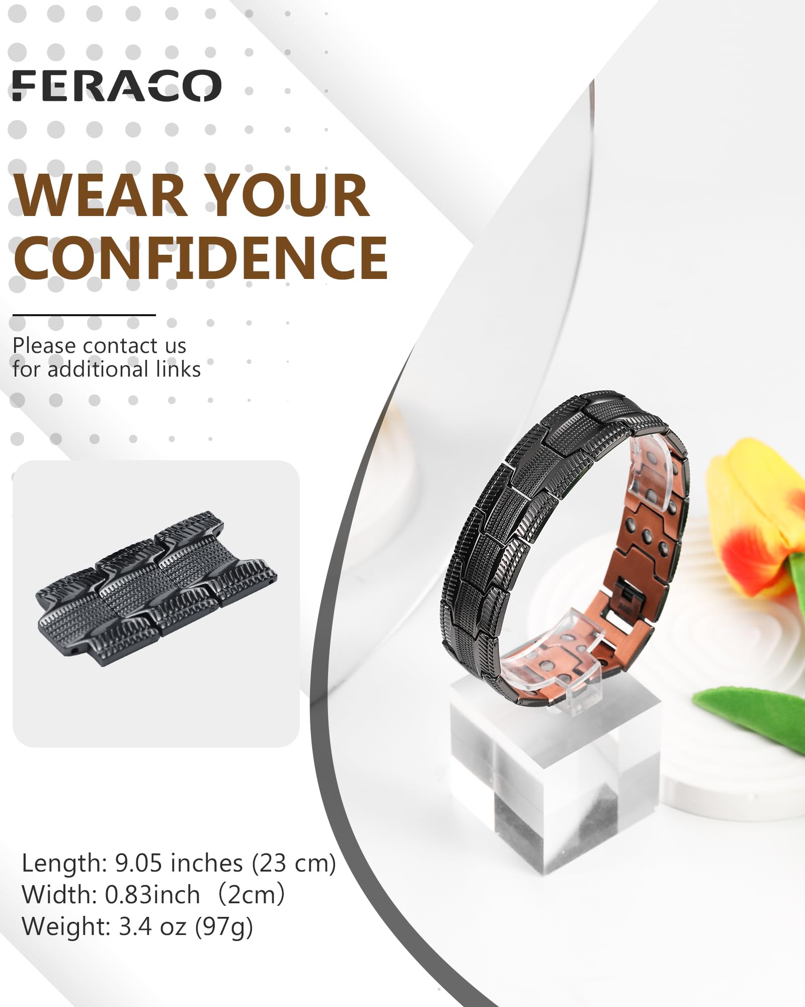 Feraco adjustable fit accommodates different wrist sizes