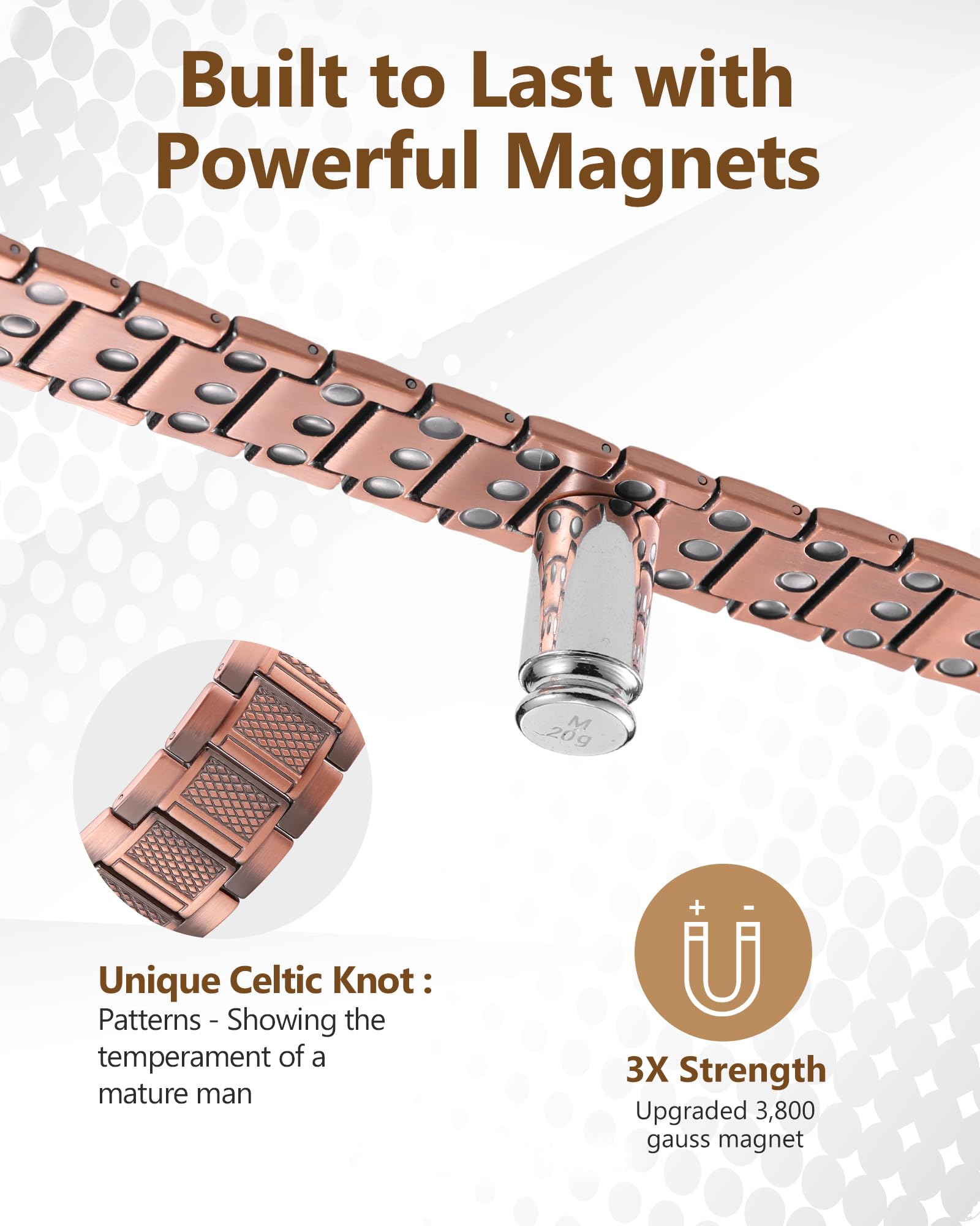 Feraco copper bracelet classic design on display for versatile daily wear.