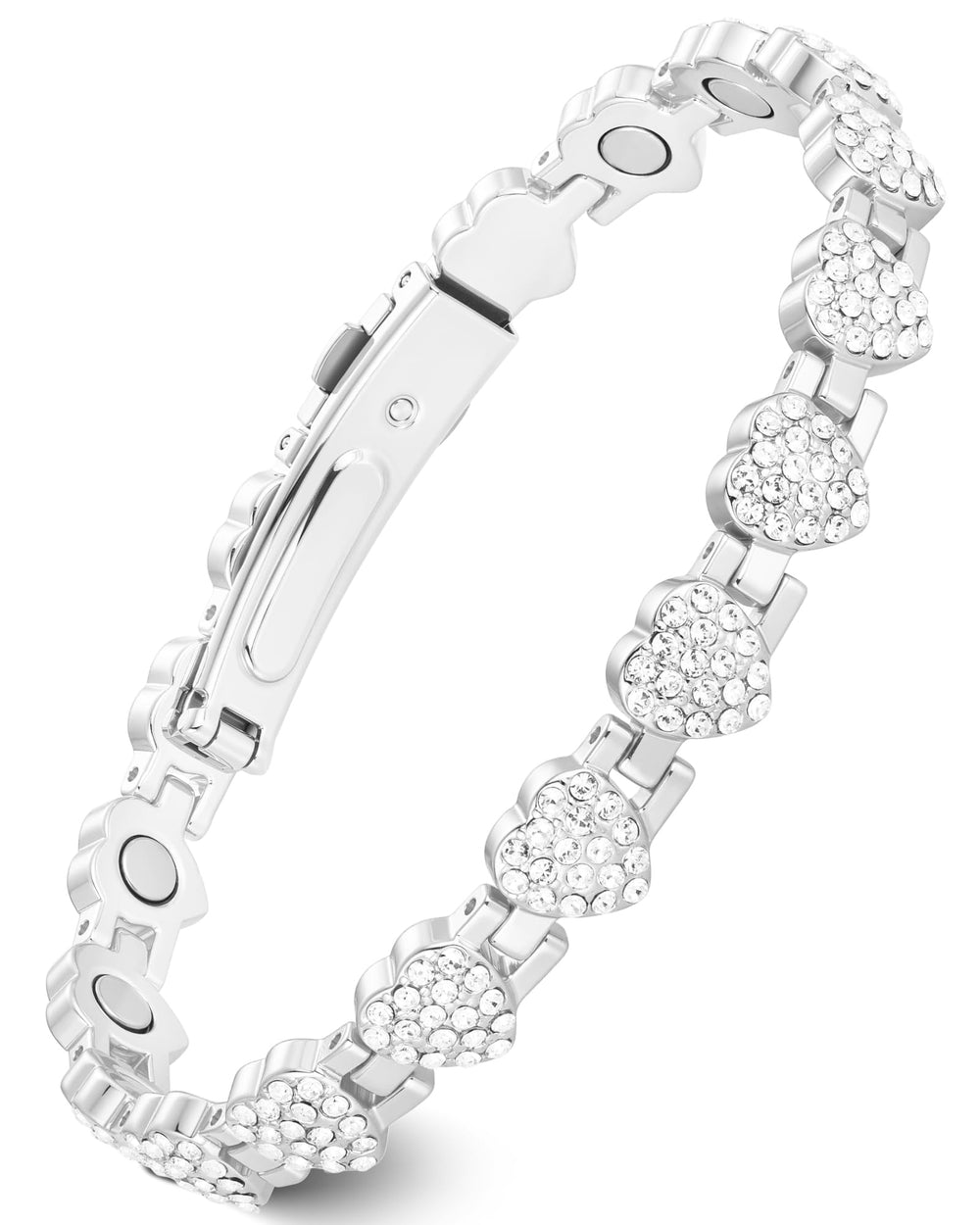 Feraco copper bracelet with heart-shaped links and CZ for timeless elegance