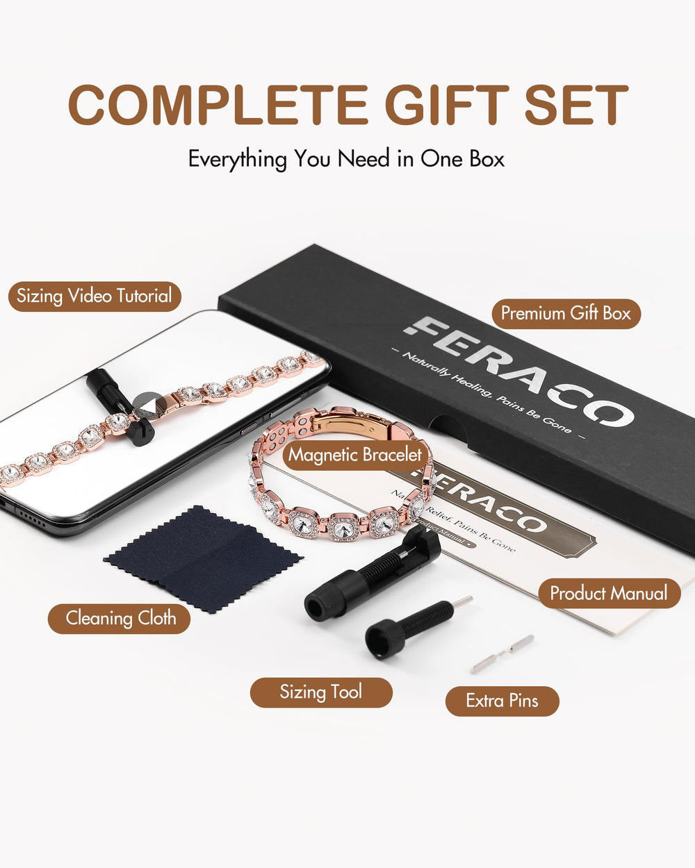 Feraco copper bracelet hypoallergenic and nickel-free for comfort.