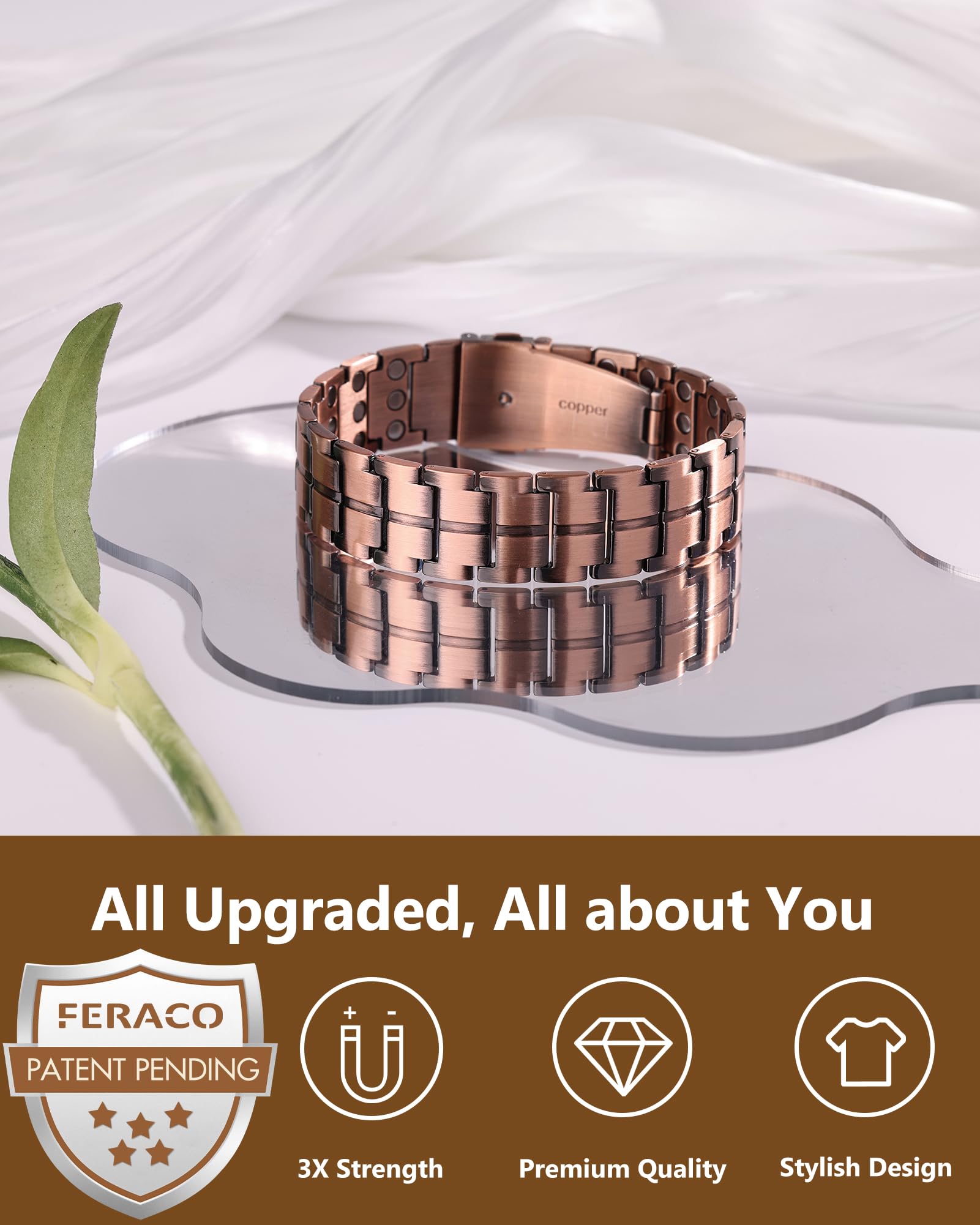 Feraco copper bracelet info card and manual included with the package.