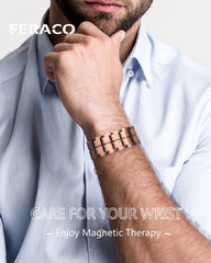 Feraco copper bracelet magnets closeup highlighting 57 magnets for potential energy balance.