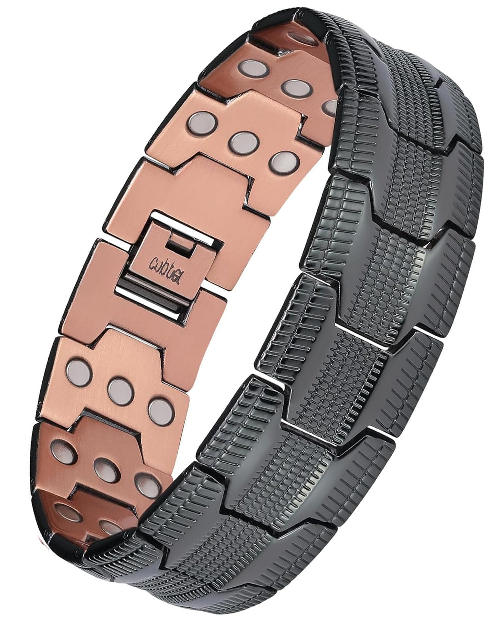 Feraco copper bracelet men Tyre-pattern closeup for daily style