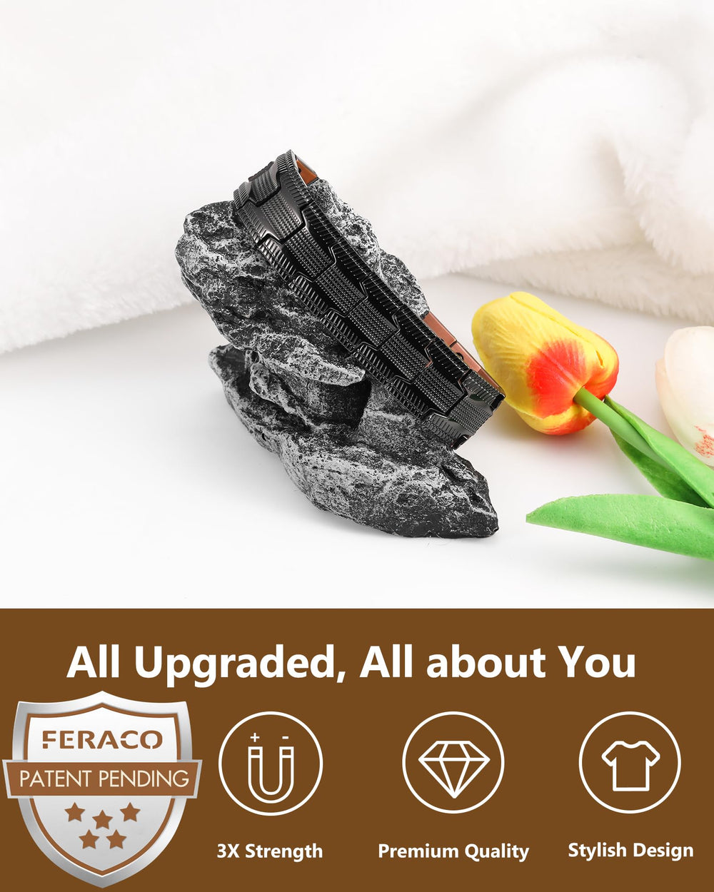 Feraco sizing tool included for easy adjustable fit