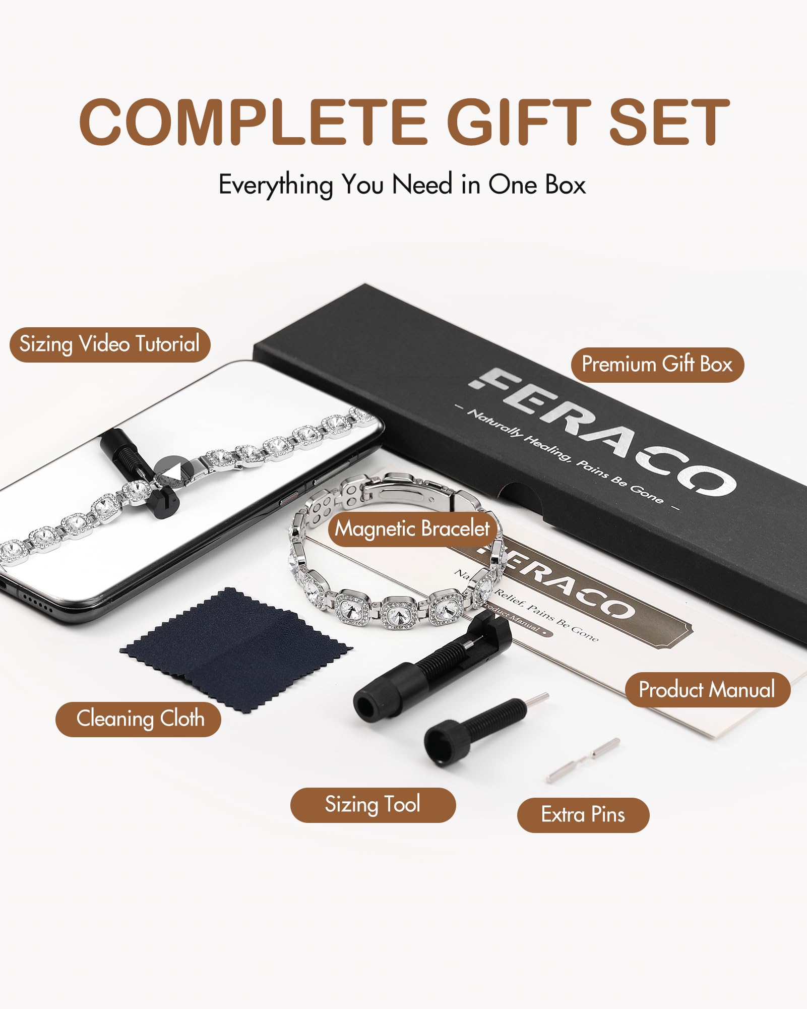 Feraco copper bracelet measures 22 cm length for versatile fit