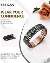 Feraco copper bracelet worn on wrist showing black copper finish.