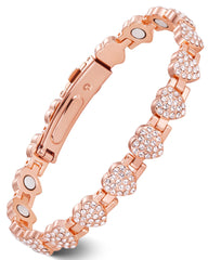Feraco Copper Bracelet featuring heart links and cubic zirconia for elegant day wear