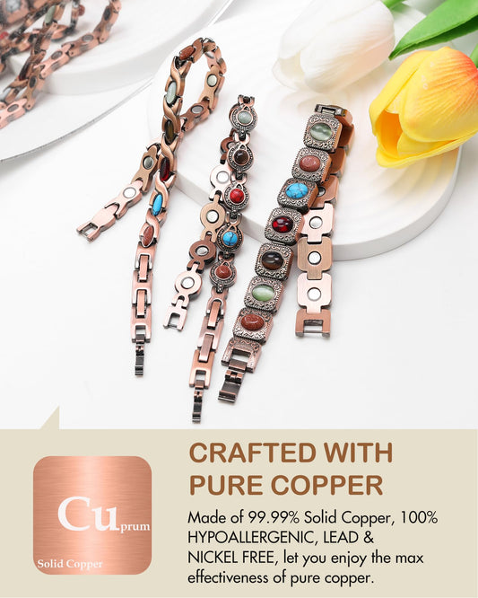 Feraco copper magnetic bracelet with visible magnet inlay for enhanced daily wear