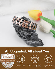 Feraco copper bracelet textured surface complements day-to-evening outfits.