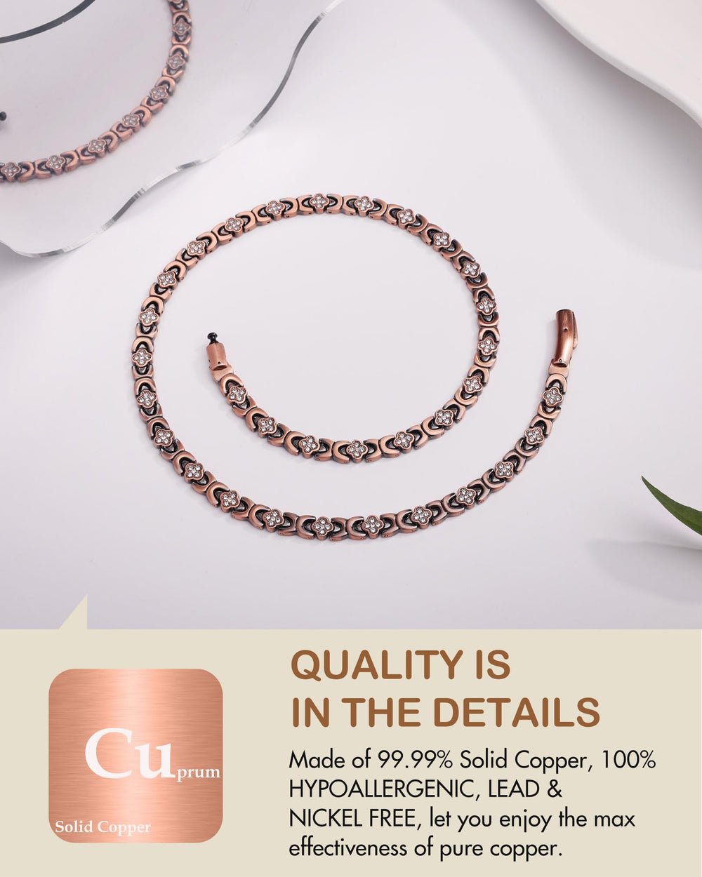 Feraco magnetic clasp demonstrates effortless on off for busy mornings