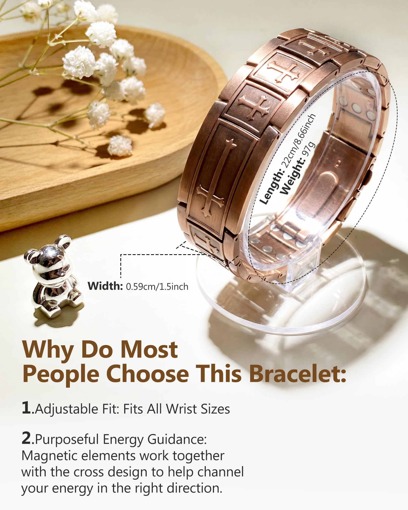 Feraco Copper Magnetic Cross Bracelet packaging shows a gift-ready presentation for special occasions.