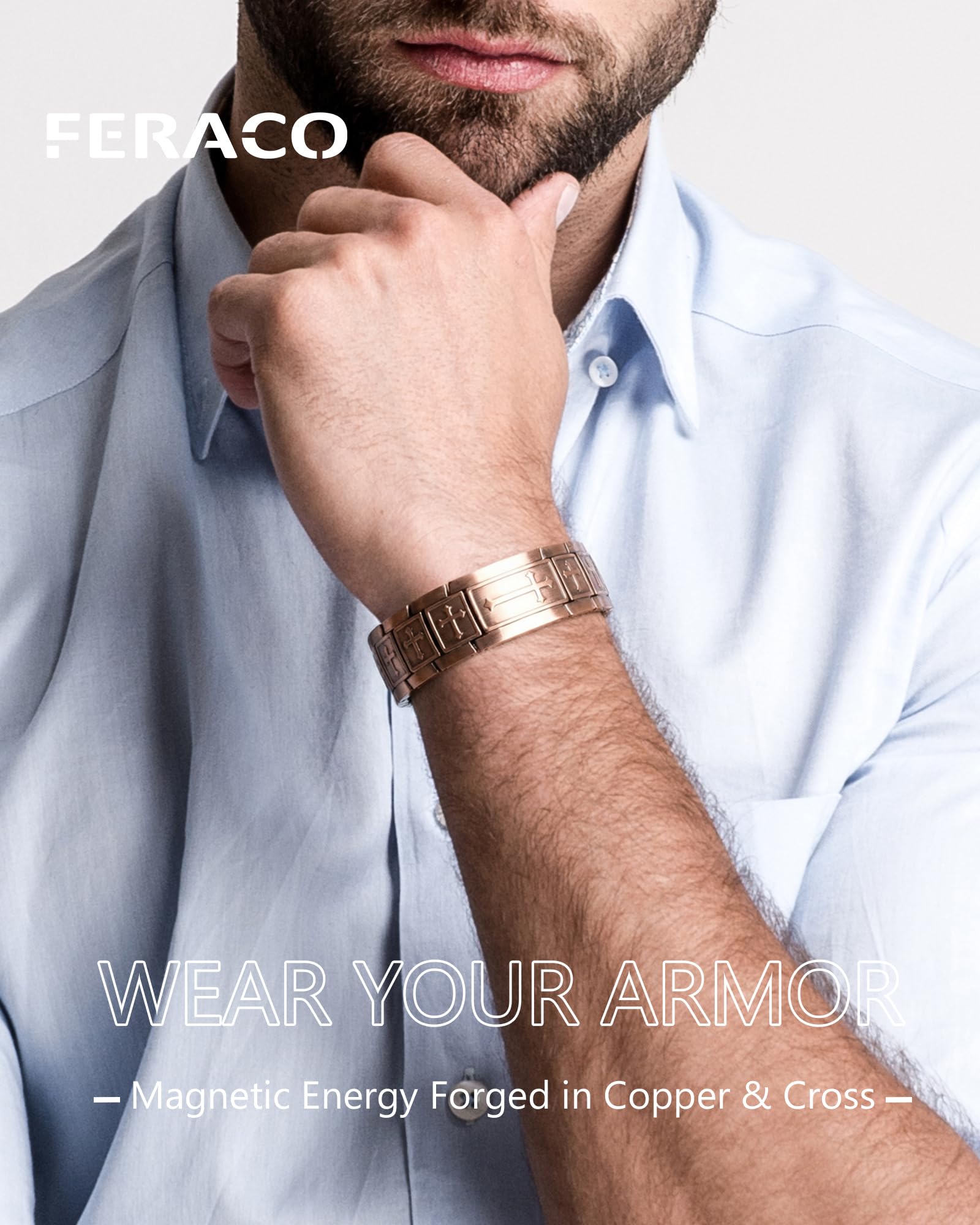 Feraco bracelet sizing tool included enables a precise, comfortable fit.