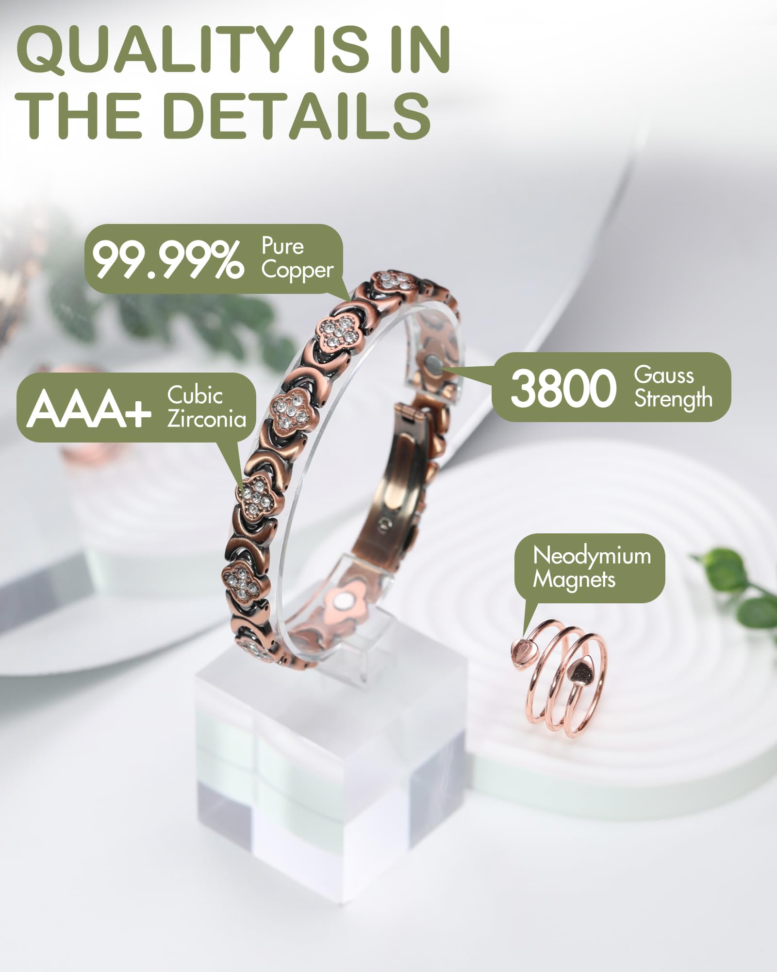 Feraco Cubic Zirconia Accent detail adds subtle sparkle to the piece.