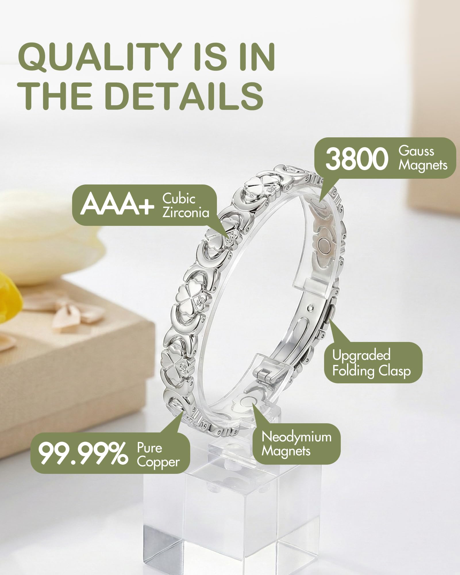 Feraco cubic zirconia detail adds subtle sparkle for day-to-night style.