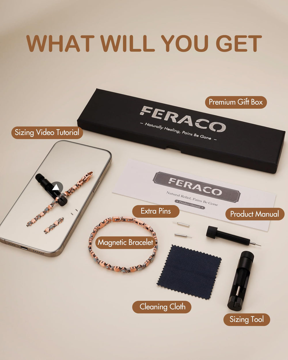 Feraco gift box includes sizing tool, ready for gifting.