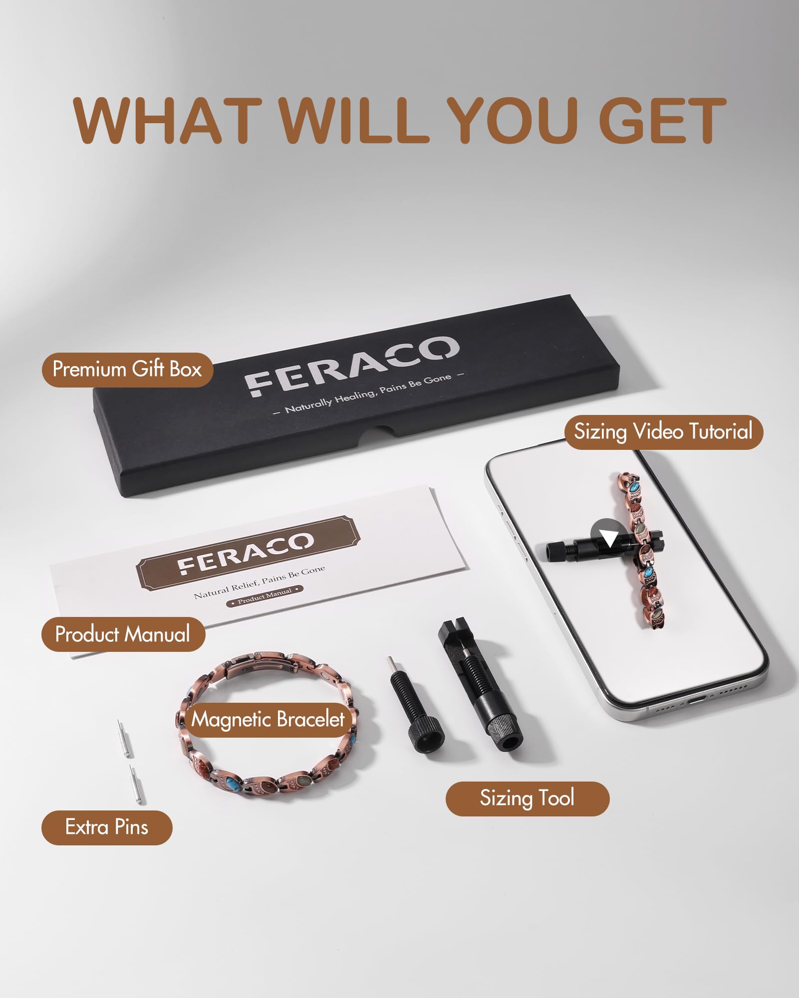 Feraco folding clasp shown for easy on-off wear and secure fit
