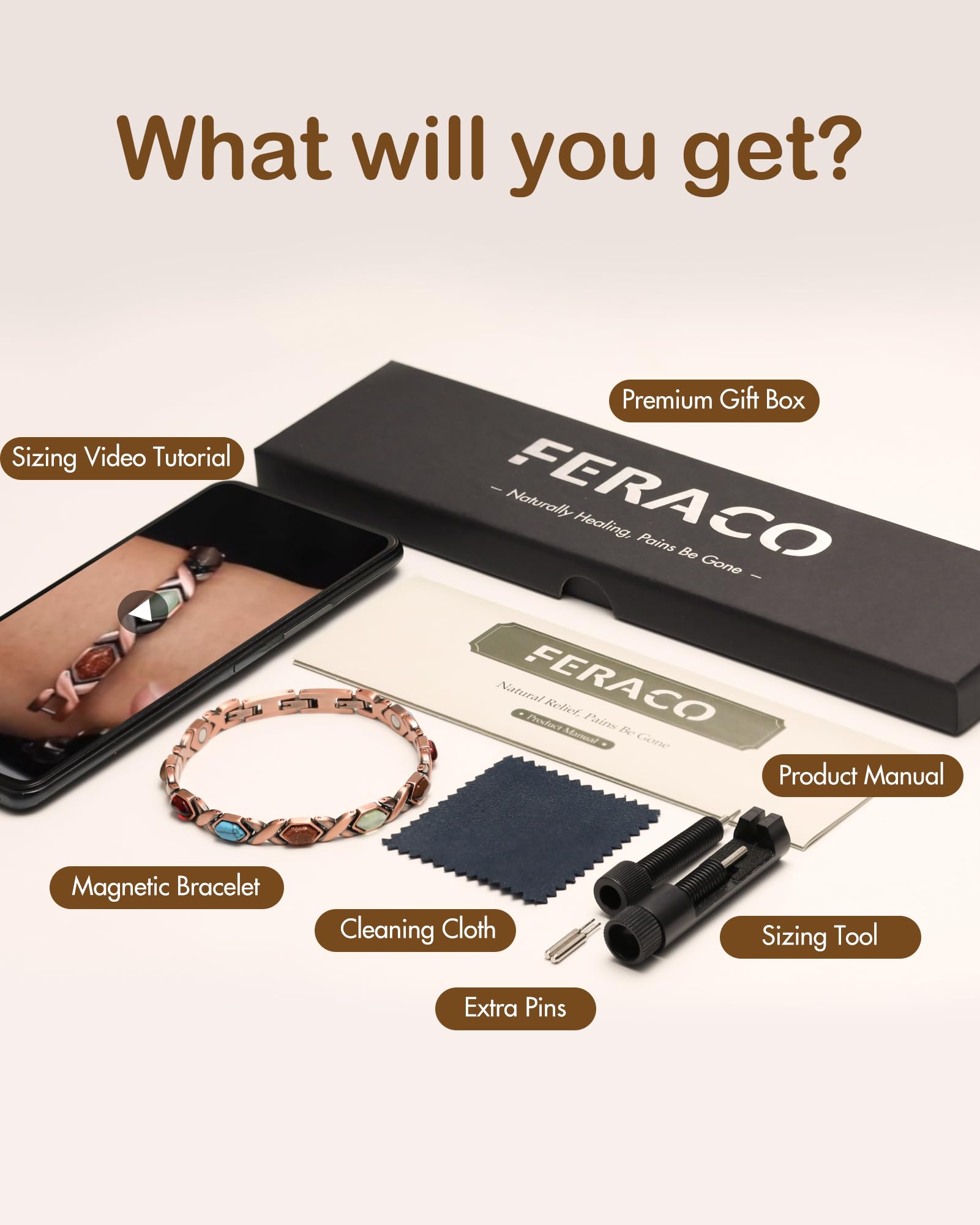 Feraco gift box with sizing tool ready for gifting.