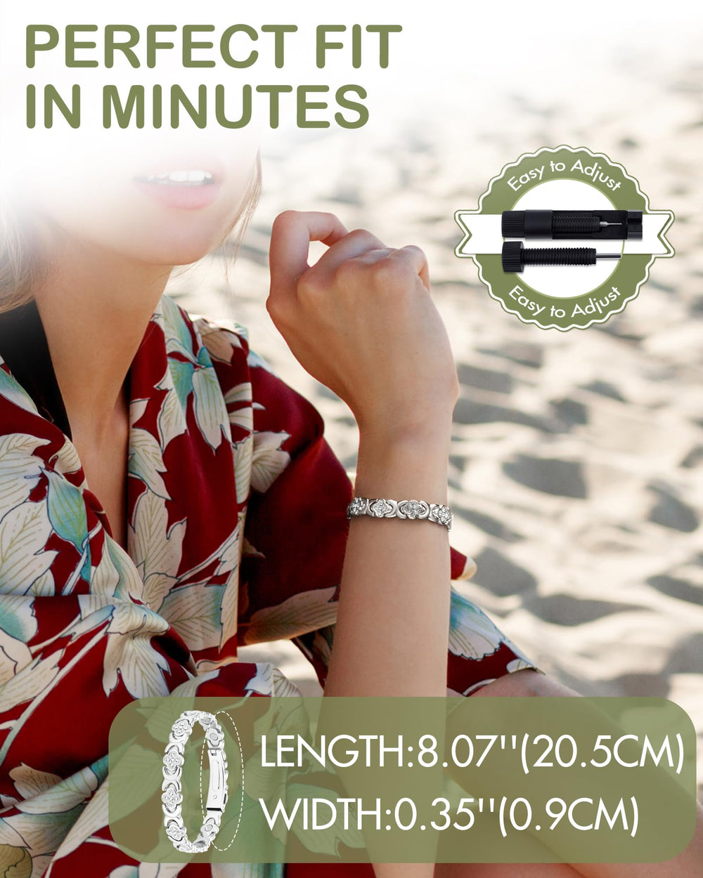 Feraco Copper bracelet is hypoallergenic, lead- and nickel-free for sensitive skin.