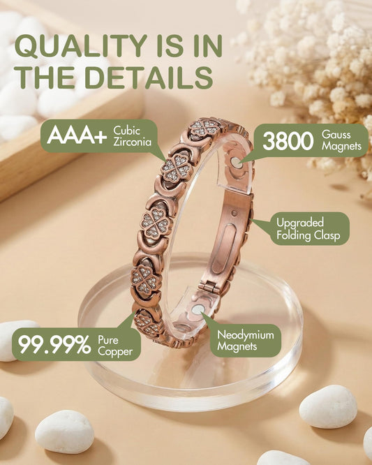 Feraco Infinite Clover Bracelet detail reveals infinity and clover design.