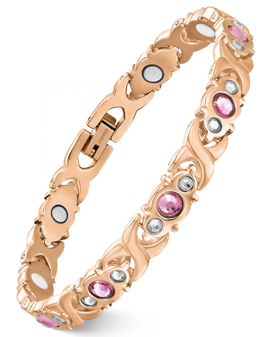 Feraco Infinite Clover bracelet front view with crystals, refined everyday elegance.