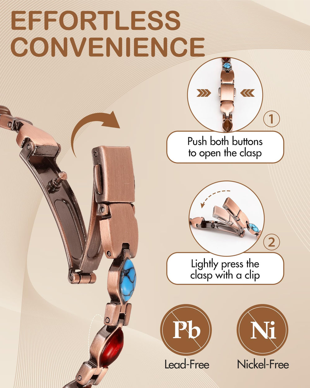 Feraco Luna adjustable sizing tool included for comfortable fit