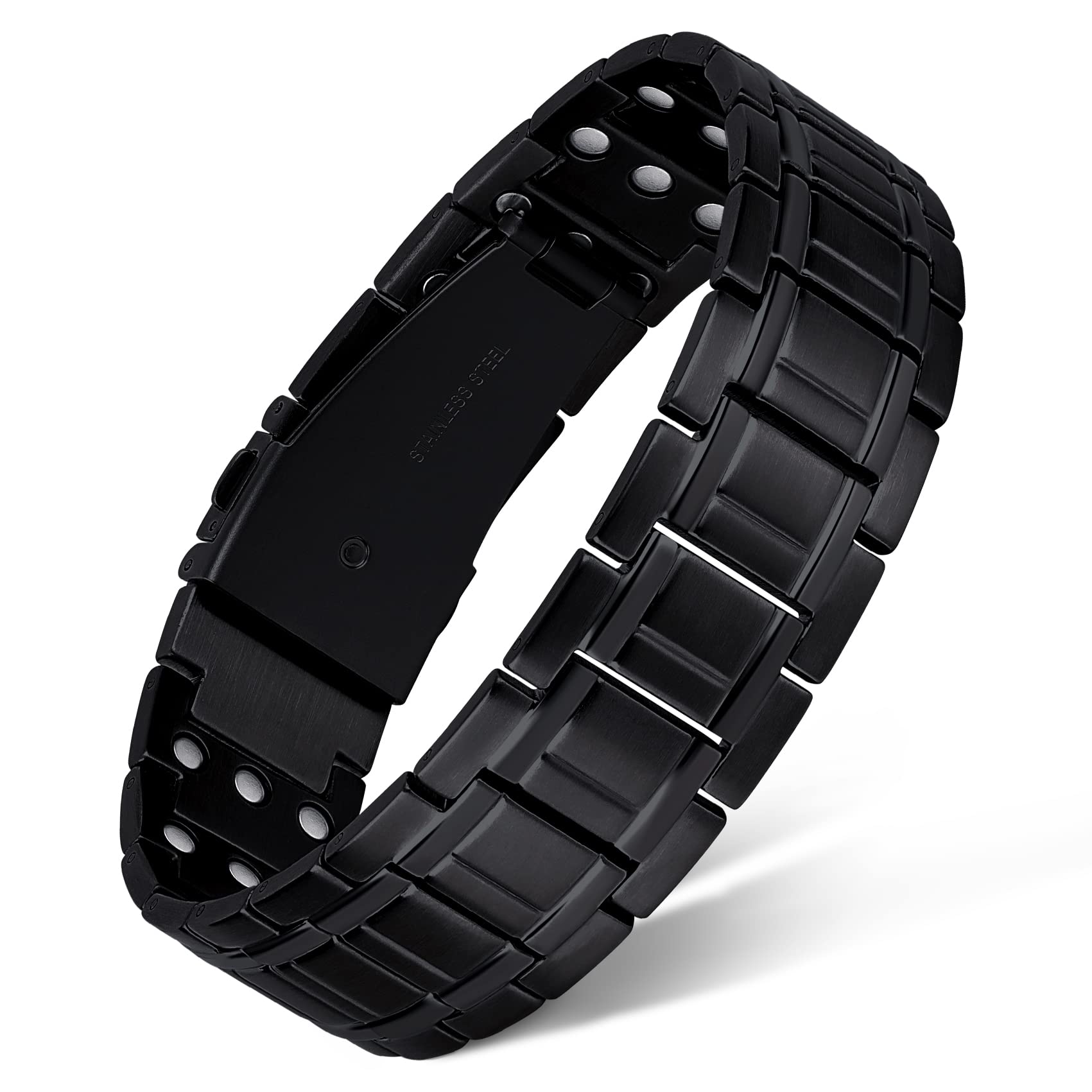 Feraco magnetic bracelet for men in black, stylish daily wear with magnetic comfort.