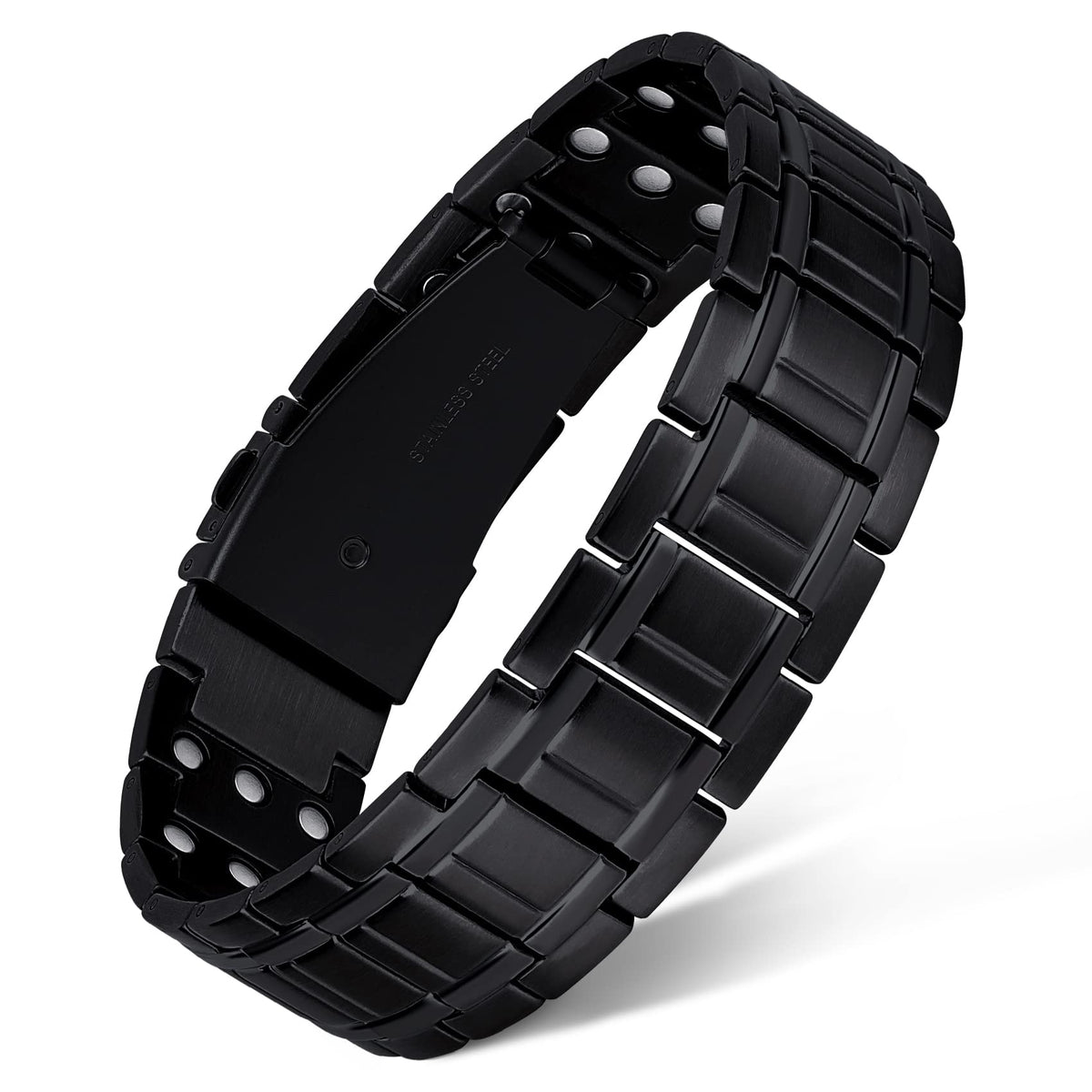 Feraco magnetic bracelet for men in black, stylish daily wear with magnetic comfort.