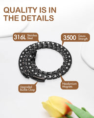Feraco buckle clasp magnetic necklace with easy press for quick wear.