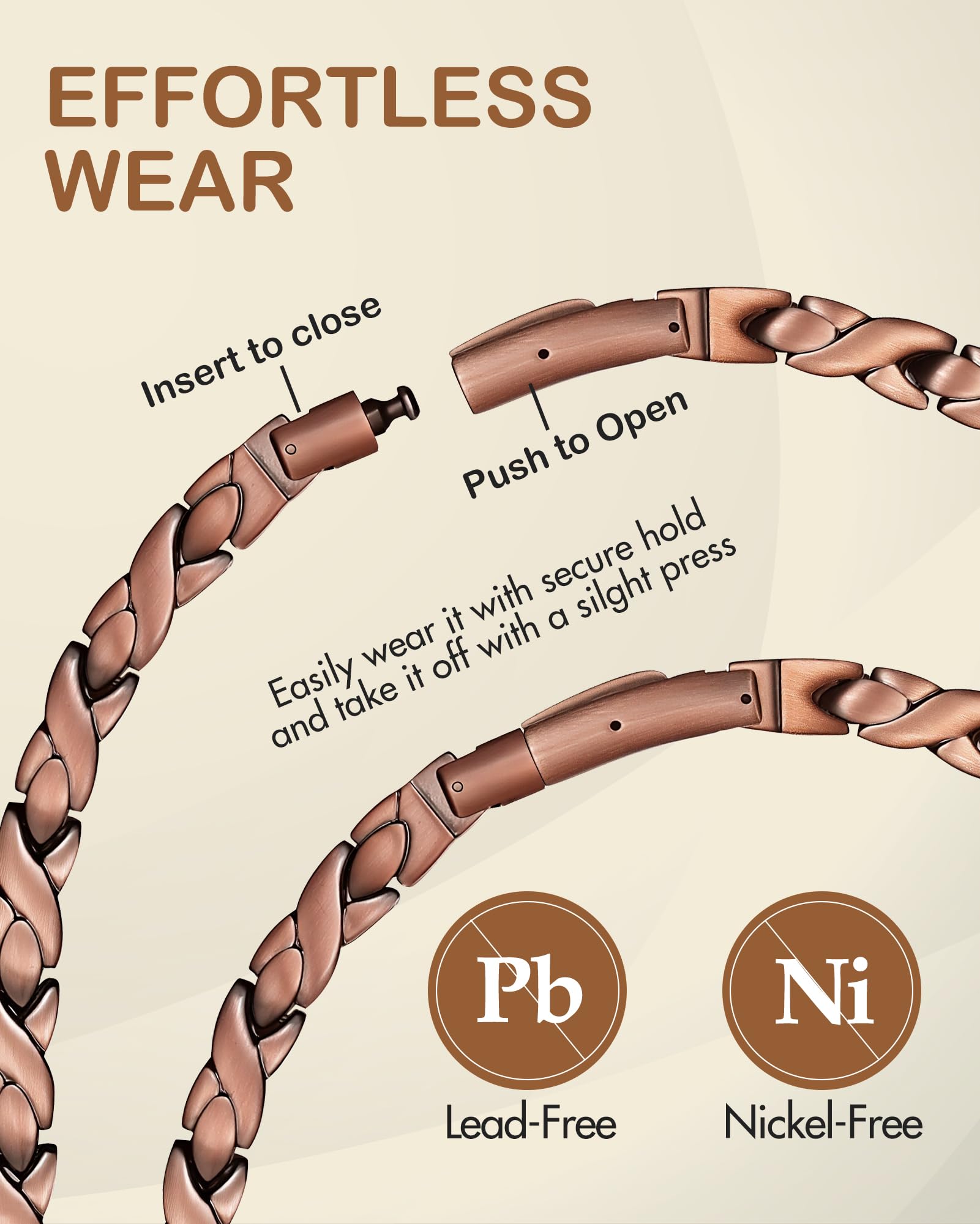 Feraco magnetic necklace neodymium magnets close-up illustrating strong magnetic hold.