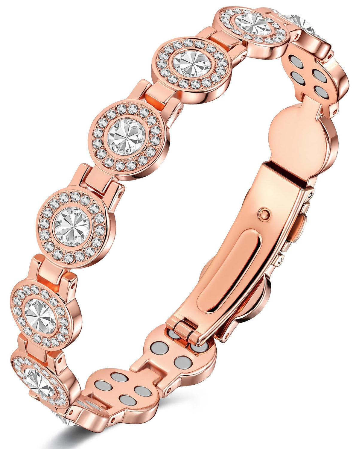 Feraco Pure Copper Bracelet front view with crystals for everyday sparkle.