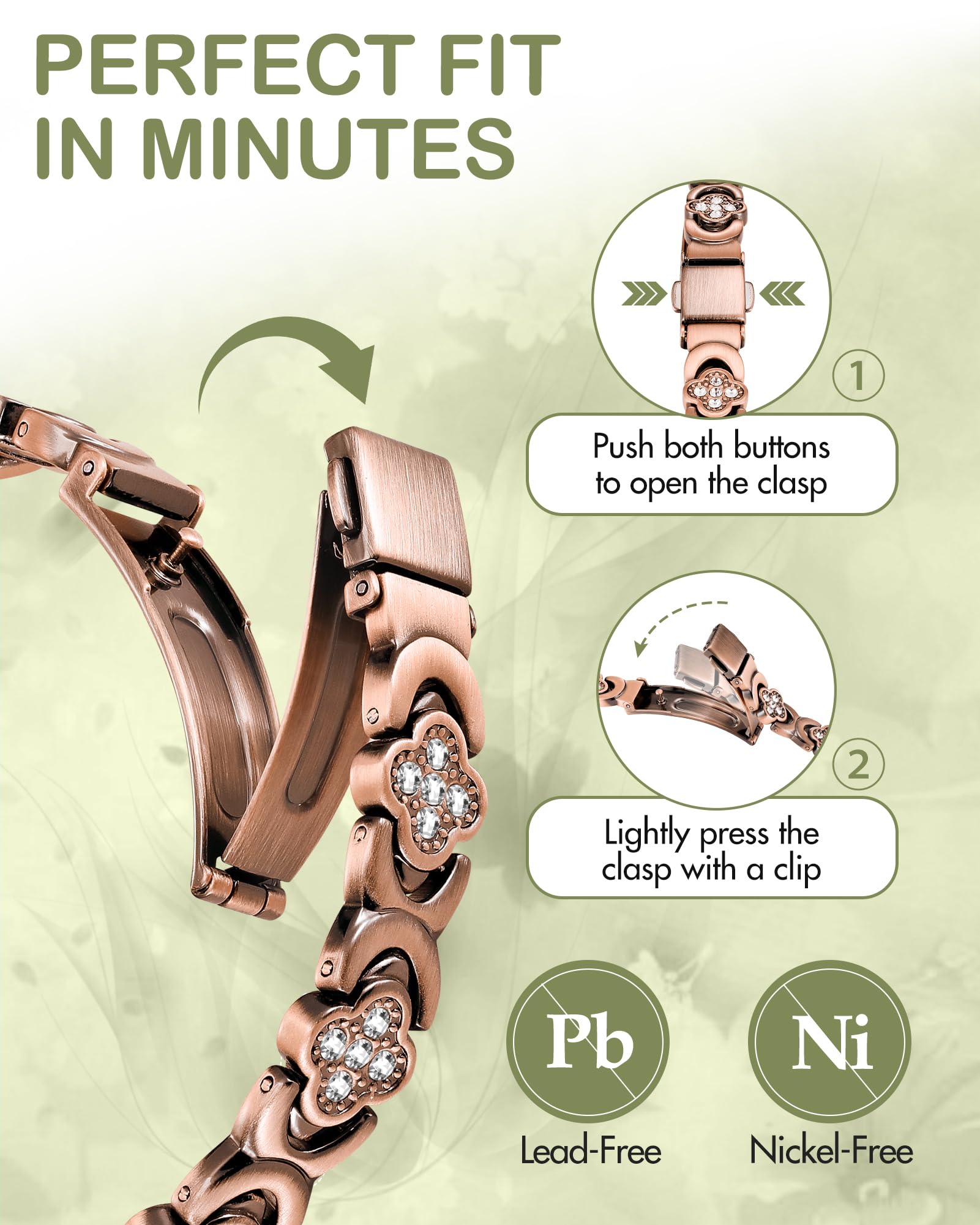 Feraco hypoallergenic copper design designed for comfortable all-day wear