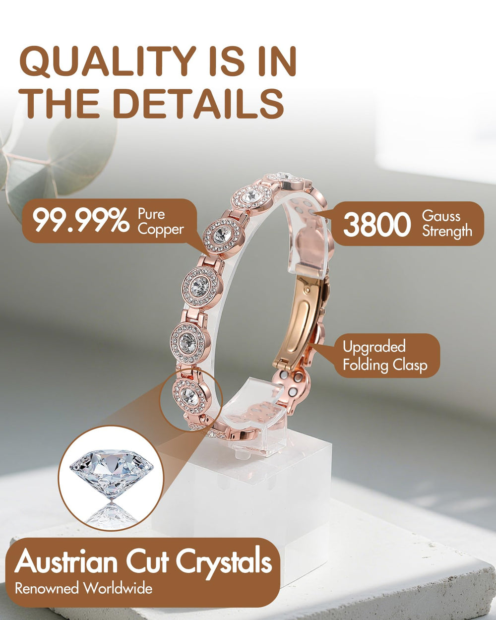 Feraco Copper Bracelet magnets 3800 gauss demonstrate strong, durable design.