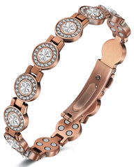 Feraco Pure Copper Bracelet with Austrian crystals shines on wrist