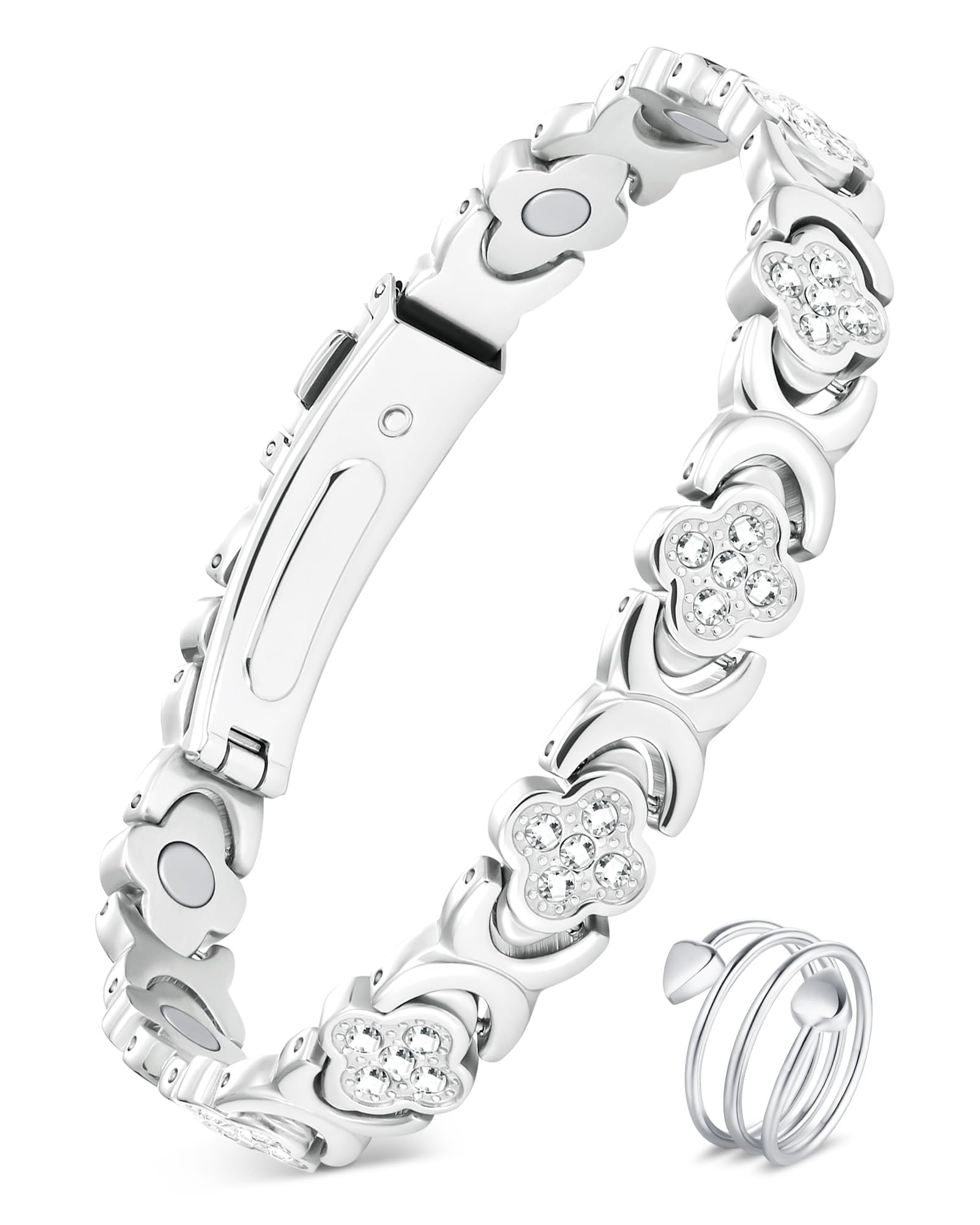 Feraco pure copper bracelet for women with adjustable fit and magnetic features