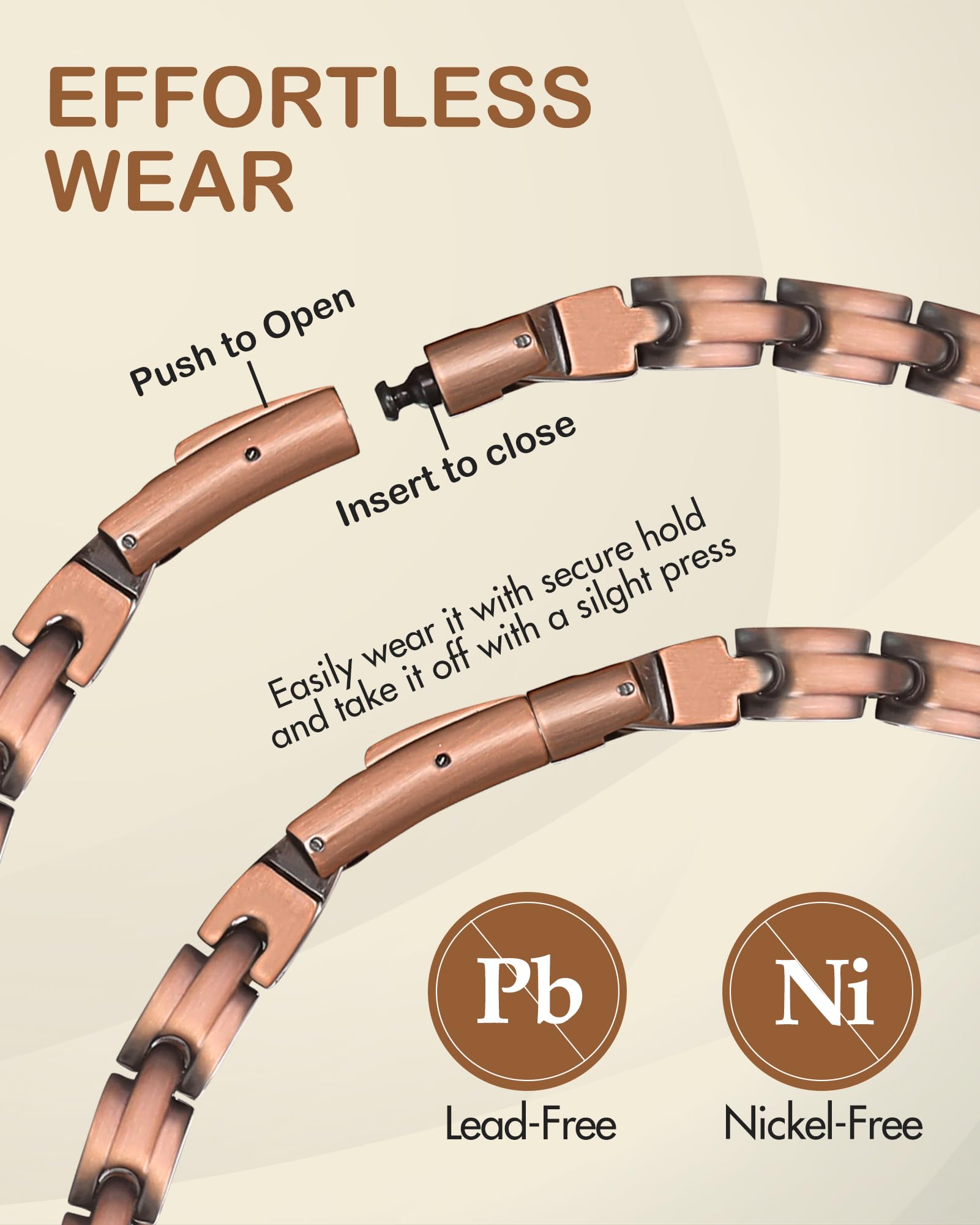 Feraco pure copper necklace, hypoallergenic and durable.