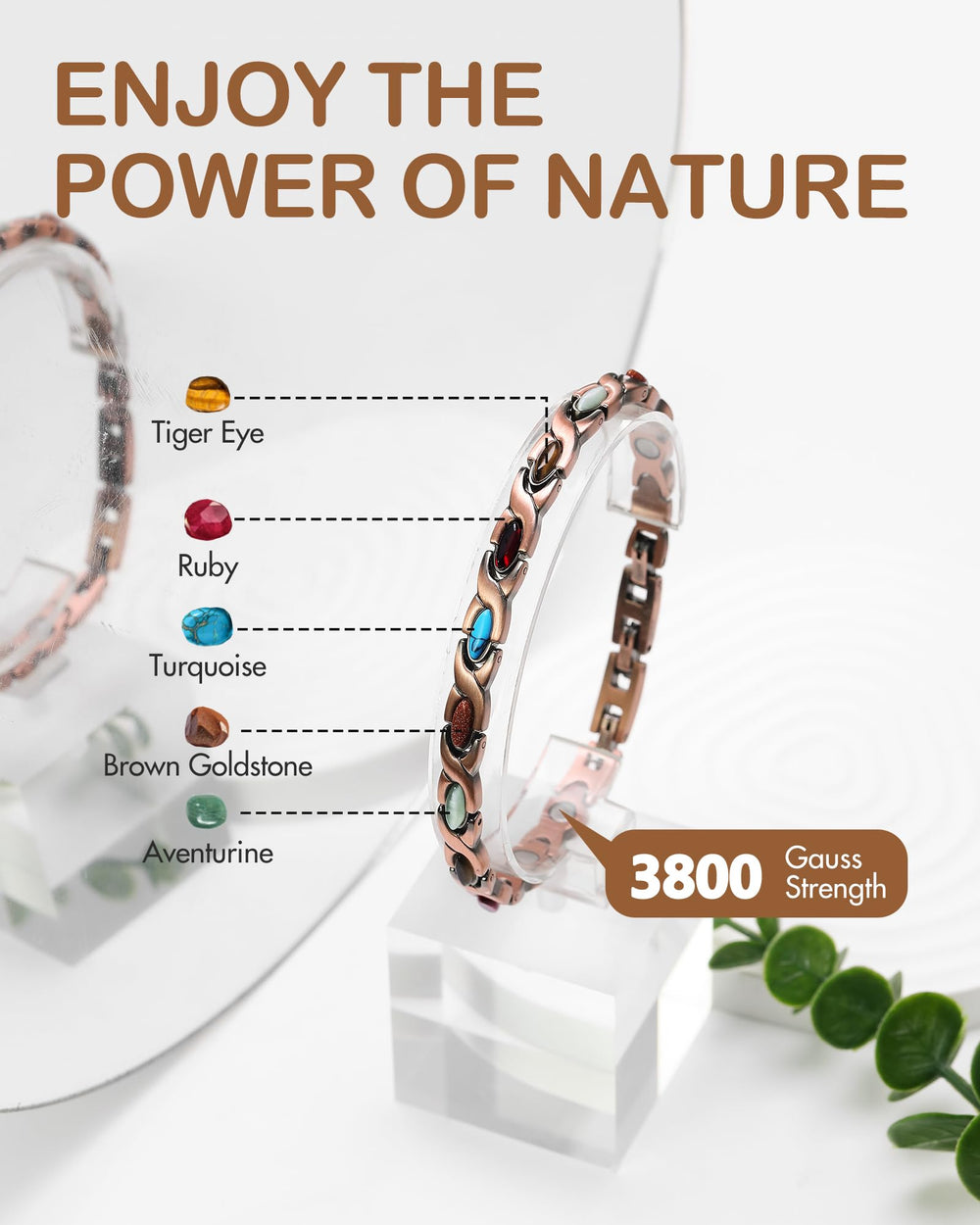 Feraco adjustable bracelet shown with turquoise stones for daily wear.
