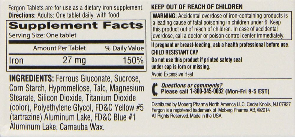 Fergon iron supplement three-bottle packaging for steady supply.