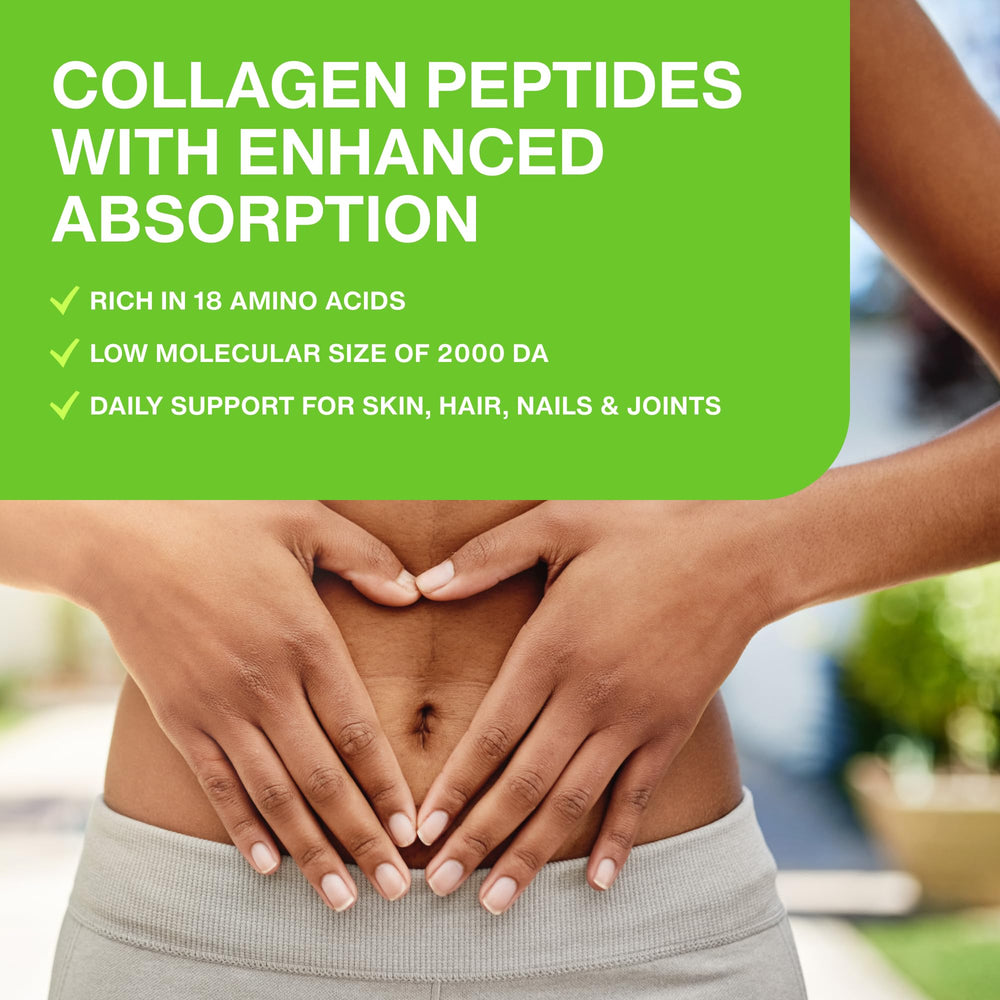 USA-made collagen with Brazil-sourced ingredients and sustainability graphics