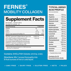 Fernes Mobility powder-texture close-up shows hydrolyzed Type I and III collagen