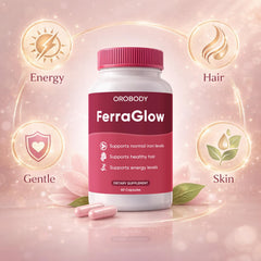Ferraglow Daily Iron capsules arranged for easy daily intake.