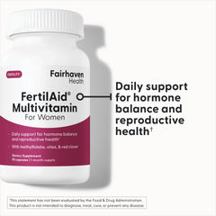 FertilAid for Women ingredient label highlights Vitex and folate blend
