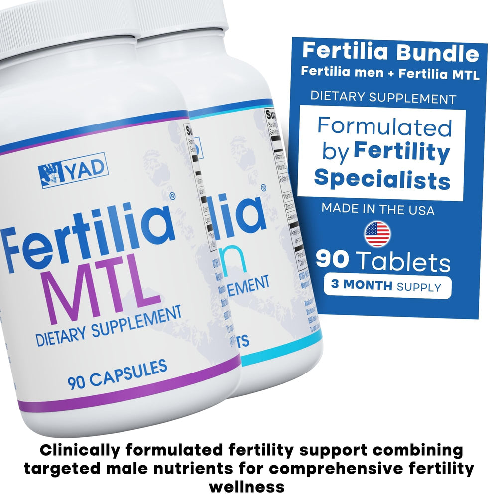 Fertilia Men bottle label highlighting key ingredients for wellness.
