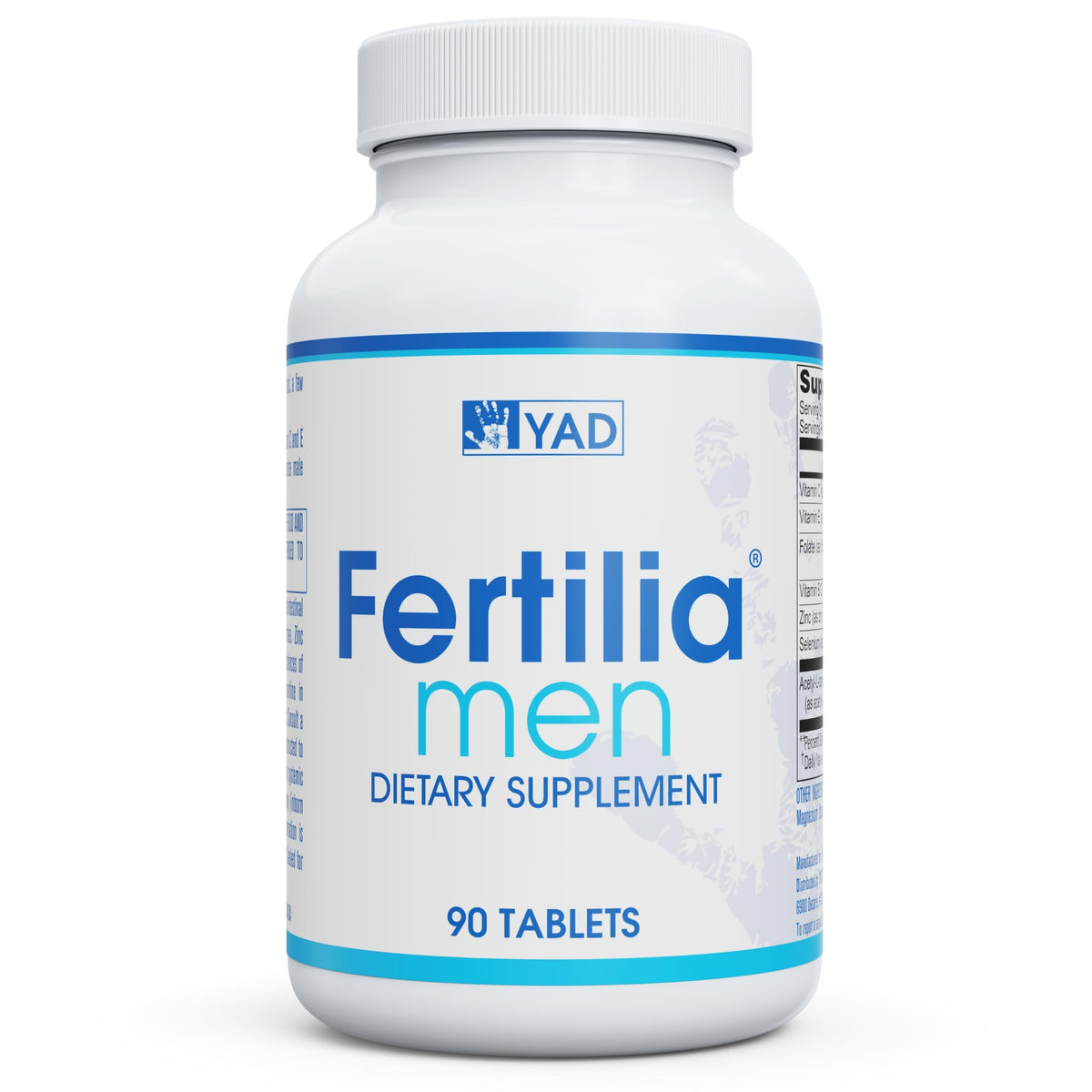 Fertilia Men bottle and tablets on a clean surface for daily fertility support.