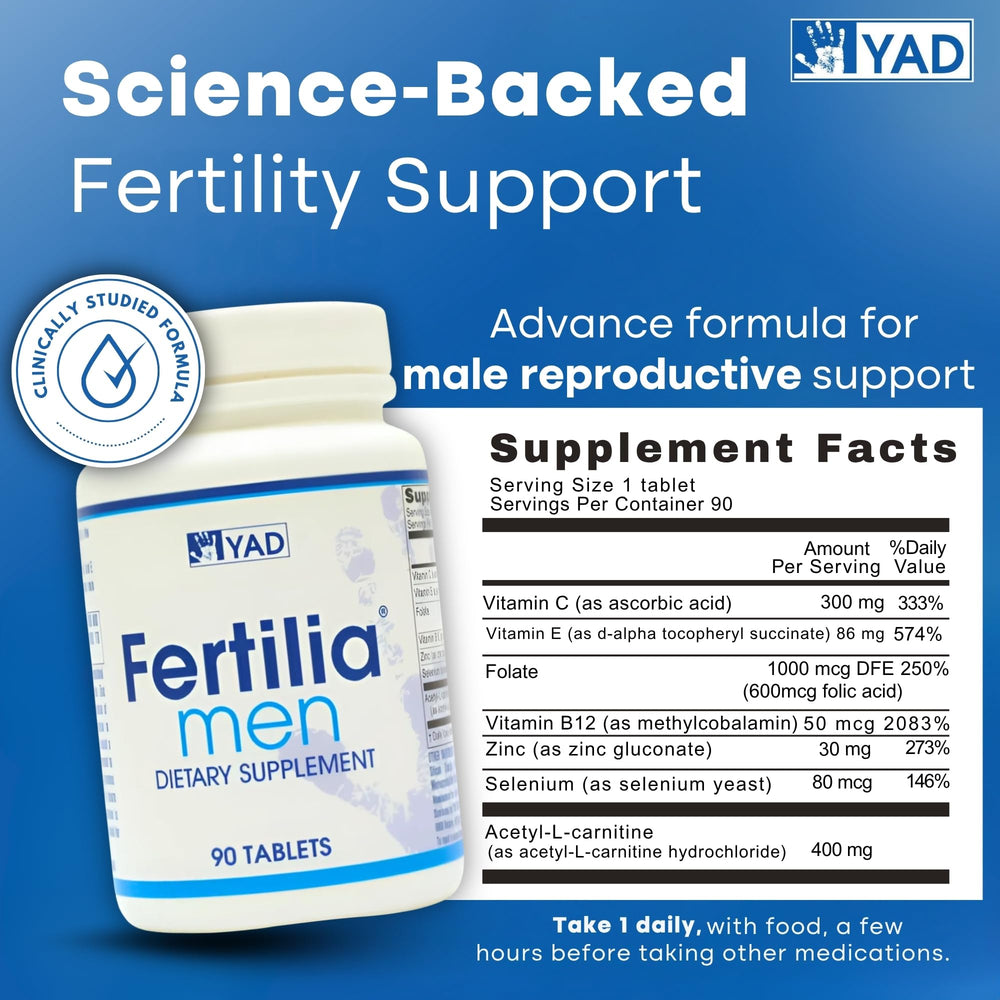 Close-up of Fertilia Men tablets for a simple daily routine.