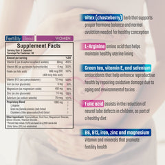 Fertility Blend capsules close-up, easy daily tablets for wellness support.