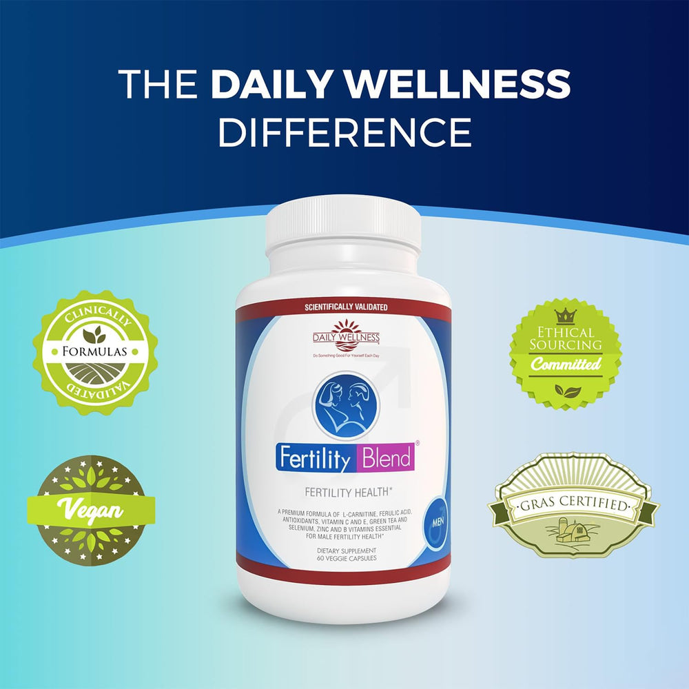 Fertility Blend ingredients close-up highlighting vitamins and zinc for vitality