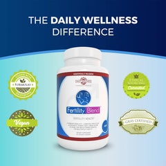 Fertility Blend ingredients close-up highlighting vitamins and zinc for vitality