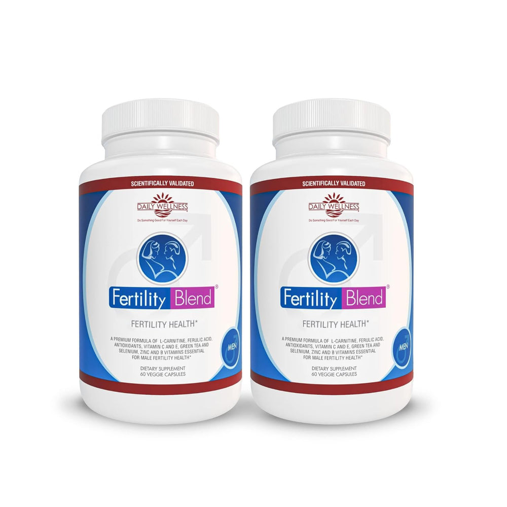 Fertility Blend daily wellness for men bottle front with 60 capsules.