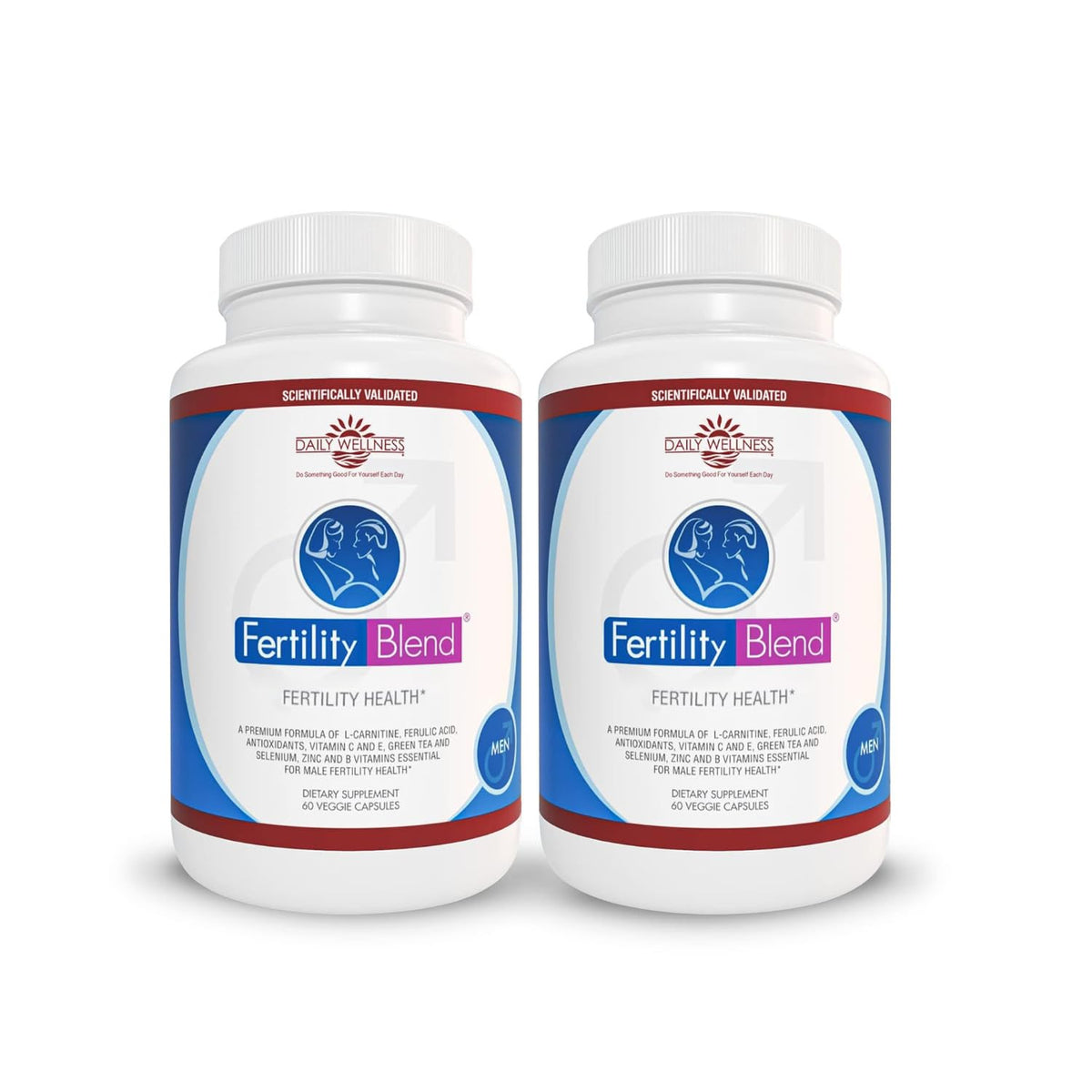 Fertility Blend daily wellness for men bottle front with 60 capsules.