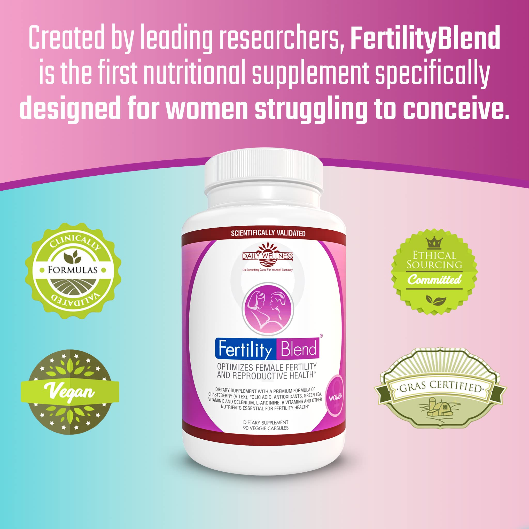 Fertility Blend herbal blend ingredients show natural nutrients.